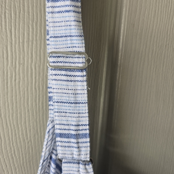 Lane Bryant Linen Blend Top Sz 22 Beach Nautical Stripe Adjustable Strap Ruffle - Picture 12 of 13